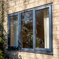 Ventana Corredera de Vidrio con Marco de Aleación de Aluminio Negro, Estilo Rejilla Francesa, Duradera e Insonorizada