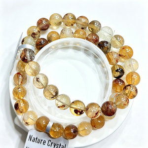 Bracelet en <span class=keywords><strong>Quartz</strong></span> Fantôme Jaune Haute Clarté, Cristal Fantôme Jaune Naturel avec Inclusion de <span class=keywords><strong>Chlorite</strong></span>, Bracelet Perlé Extensible - Product Image 3