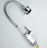 Robinet de cuisine moderne pour eau froide, monocommande, douchette 2 fonctions, flexible, finition chromée, cartouche en laiton, idéal pour hôtels
