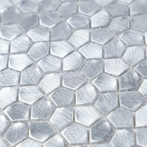 Factory Customized Multi-level Pentagon Gravity Aluminium Silver Metal <b>Mosaic</b> Tile for Home Decor - Product Image 4