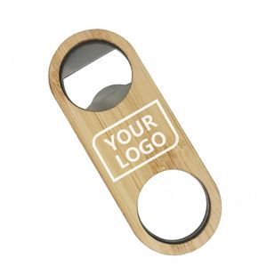 Abridor de Botellas de Cerveza de Madera Ovalado con Logotipo Personalizado, Abridor Plano de Bambú Ecológico con Orificio Redondo - Product Image 1