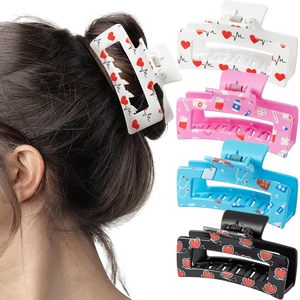 กิ๊บหนีบผมทรงสี่เหลี่ยมจัมโบ้ขนาด 10.5 ซม. ลายพยาบาล ของขวัญสำหรับบุคลากรทางการแพทย์ พิมพ์ลาย UV บนพลาสติก เป็นมิตรกับสิ่งแวดล้อม เหมาะสำหรับงานปาร์ตี้ - Product Image 1