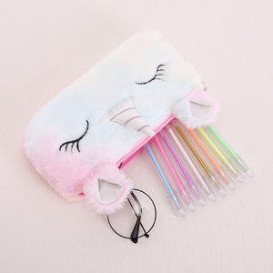Tatlı Kız Temalı Degrade Unicorn Peluş Kalem Çantası Yumuşak Büyük Kapasiteli Kalem Kutusu Öğrenciler için Sevimli Taşınabilir Kırtasiye ÇantasıGift - Product Image 3
