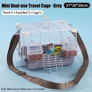 Jaula de Viaje Portátil de Metal para Loros con Correa de Hombro Ajustable y Recipiente para Comida a Prueba de Fugas para Periquitos y Cockatiels - Product Image 4