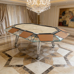 Jeu de cartes et de plateaux de jeu multijoueur, table de poker en verre pour 8 ou 10 personnes, table de poker ronde en verre trempé moderne et luxueuse sur mesure - Product Image 2