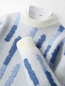 Tùy Chỉnh Thời Trang Mô Hình Trừu Tượng Đan Áo Thun Crew Cổ Ấm Cúng Hàng Ngày Ngoài Trời Mùa Thu Áo Len - Product Image 4