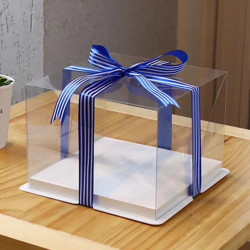 Boîtes d'emballage de gâteau en PET transparentes boîte à gâteau transparente personnalisée 4/6/8/10 pouces boîtes cadeaux d'emballage de gâteau de mariage d'anniversaire