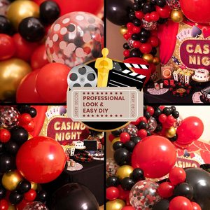 Kit de Arco de Globos Rojos y Negros para Casino 49er y Guirnalda de Decoración para Fiesta de Cumpleaños de Niño Leñador X0000 - Product Image 4