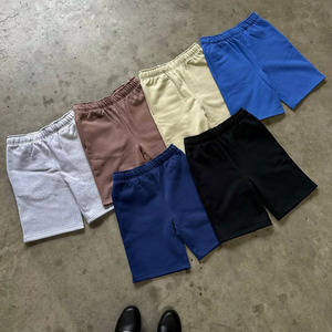 Custom <b>Men's</b> Fleece <b>Shorts</b> Heavyweight Polyester/Cotton Elastic Waist Solid Breathable Loose Casual Streetwear - Product Image 1