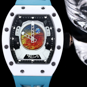 Trendy High End Popular <b>Watch</b> White Ceramic Case <b>Rubber</b> Strap Tourbillon <b>Watch</b> Business Men's <b>Watch</b> - Product Image 1