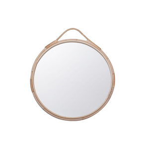 Rattan <b>Round</b> <b>Wall</b> <b>Mirror</b> With Handle Aluminum Lens For Home Decor Living Room Entryway - Product Image 1