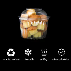 식품 등급 품질 친환경 rPET 도매 맞춤형 원형 투명 플라스틱 케이크 포장 상자 뚜껑 포함