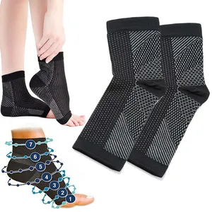 2 peças/par meias de compressão esportivas para tornozelo, equipamento de proteção anti-fadiga para pés, malha respirável para pés, rede respirável