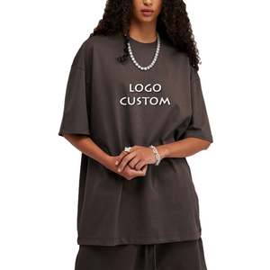 Camiseta transpirable de punto de verano informal de gran tamaño de algodón peinado de alta calidad para mujer con logotipo para mujer al por mayor - Product Image 1