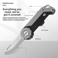 Couteau pliant en alliage de titane et acier D2, mini-couteau utilitaire porte-clés, ouvre-boîte tranchant, coupe-boîte EDC, vente en gros OEM, ensemble avec logo personnalisé