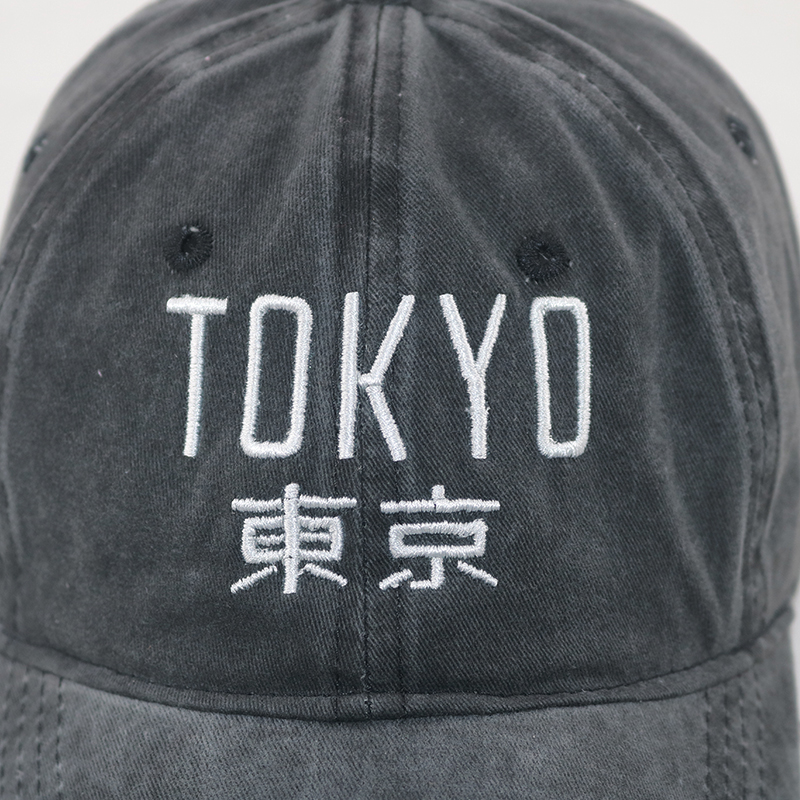 Custom Japanese Tokyo Embroidery Baseball Cap - Cotton Washed Dad