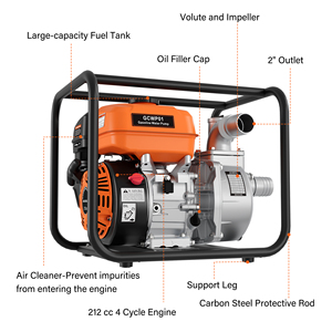 Bomba de Agua a Gasolina de 2 Pulgadas, 4.3kW, 212cc, Autocebante, para Riego Agrícola - Product Image 3