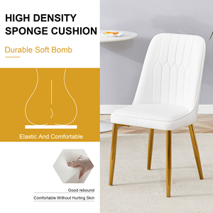 <span class=keywords><strong>2</strong></span> chaises de salle à manger modernes avec dossier en cuir PU élégant et pieds en métal doré pour le confort à la maison dans la cuisine, la chambre ou le bureau - Product Image 6