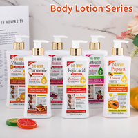 Lotion Corporelle Hydratante Super Éclaircissante 500ml en Gros à l'Arbutine, Acide Kojique, Papaye, Curcuma, Vitamine C et B3 pour le Visage et le Corps