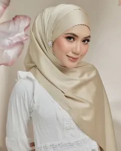 Customize Tudung Bawal Shawl Koleksi Serene Satin Premium Satin Plain Lasecut Hijab Malaysia Scarves