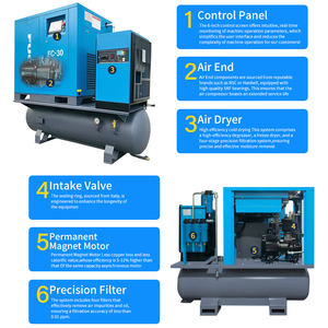 Lazer kesim için kombine vidalı lazer hava kompresörü için yüksek kaliteli 22kw 30hp hava kompresörü - Product Image 4