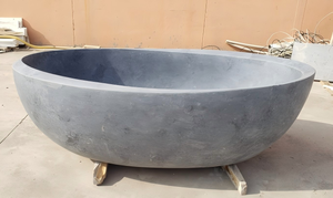 อ่างอาบน้ำรูปวงรีสั่งทำพิเศษสุดหรูหราทันสมัย หินอ่อนสีดำ/สีดำหยก แบบตั้งพื้น สำหรับแช่ตัวในห้องน้ำ วิลล่า โรงแรม บ้าน - Product Image 3