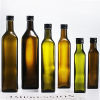 Bouteille en verre vide pour huile d'olive avec bouchon 250ml 500ml 750ml 1000ml Carré transparent Couleur et logo personnalisés pour huile d'olive Bonbons et chocolat