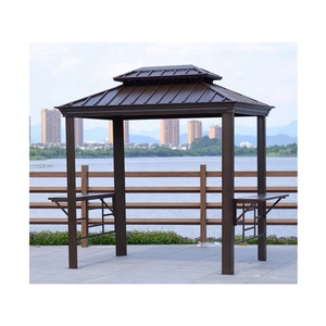 Gazebo de Patio con Techo Doble Impermeable de Aluminio y Cortina Mosquitera LSB-46, Gazebo Moderno para Exteriores LSB-46 - Product Image 5
