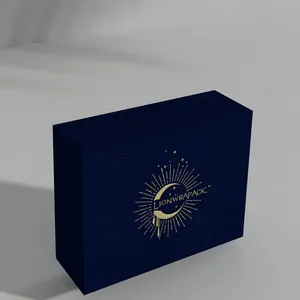 Lionwrapack Boîte en papier bleu élégante avec logo personnalisable-Fermeture pliable, durable et magnétique pour emballage de qualité supérieure