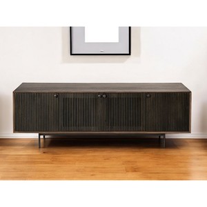 Supporto TV mobile in legno massello marrone HMS 20 \ "con portaoggetti chiuso - Product Image 1