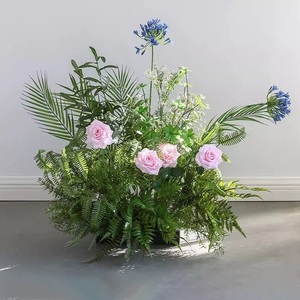 花ランナーガーランド人工花アレンジメントウェディングデコレーションセンターピースレッドローズ - Product Image 2