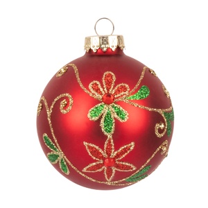 <span class=keywords><strong>Boules</strong></span> de Noël festives en verre rouge, <span class=keywords><strong>transparentes</strong></span>, peintes à la main, à suspendre - Product Image 3