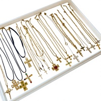 Collier pour femme de style européen et américain, accessoires, pendentif croix plaqué or 18 carats serti de diamants