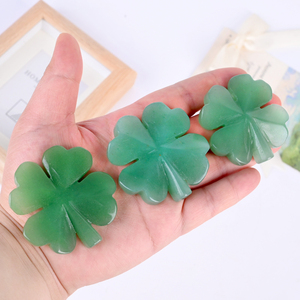 Venta al por Mayor de Tallados de Cristal de Piedra Natural con Forma de Trébol de la Suerte, Aventurina Verde, Trébol de Cuatro Hojas para Decoración - Product Image 6