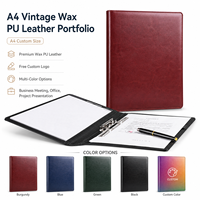Portafolio de Negocios de Cuero A4 de Entrega Rápida, Carpeta de Tapa Dura Multicolor con Clip de Encuadernación en Stock para Reuniones de Oficina