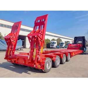 60ton 100ton 12 Wheelers contentor chassis Loader Lowbed Truck Reboque cama baixa plataforma Semi-reboque - Product Image 1