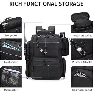 Échantillon gratuit : Sac à dos de pêche avec 4 boîtes à accessoires, sac à dos de pêche avec porte-cannes, sac de pêche grand format 45L 600D - Product Image 6