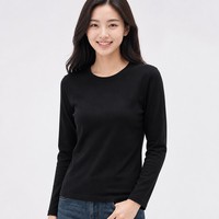 Maglia Termica in Pile 280G a Maniche Lunghe da Donna, Vestibilità Slim, Calda con Fodera Spazzolata, Top Morbido in Misto Cotone Pettinato, Sottomaglia Invernale