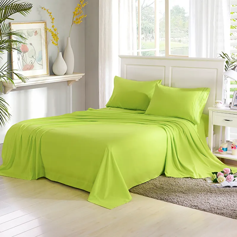 Anti-Pilling Lightweight Microfiber Bed Sheet Set Fresh And Green Sheet Set For Bedroom