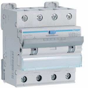 Hager Adx470h RCBO 4P 20A Tipo A 30mA Curva C 10000A per Protezione Elettrica - Product Image 1