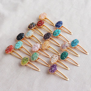 Grosir klip rambut kristal kualitas tinggi klip rambut Oval kristal alami Amethyst klip rambut Quartz mawar - Product Image 2