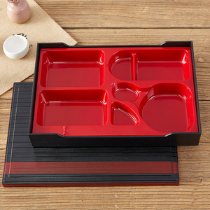 Lonchera Japonesa Estilo Bento, 6 Compartimentos, Rectangular Negra, Hermética, de Grado Alimenticio, Contenedor para Sushi - Product Image 4