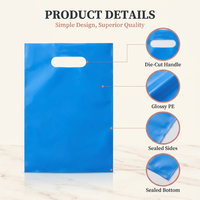 Sac de courses en plastique personnalisé avec logo, brillant, en PE, étanche, à trois soudures latérales, avec poignée découpée, pour boutique et vente en gros