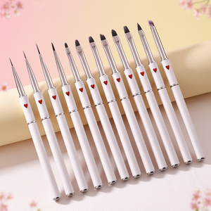 Nouveaux stylos de gravure UV portables en métal en forme de cœur rouge pour nail art, peinture couleur, <span class=keywords><strong>dessin</strong></span> de lignes, 12 pièces/boîte - Product Image 1