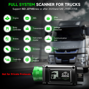 เครื่องสแกนวินิจฉัยรถบรรทุกหนัก ANCEL HD110 USA 24V รองรับบลูทูธ สำหรับ DPF Regen 9 พิน เครื่องวิเคราะห์เครื่องยนต์สำหรับ Detroit Paccar - Product Image 3