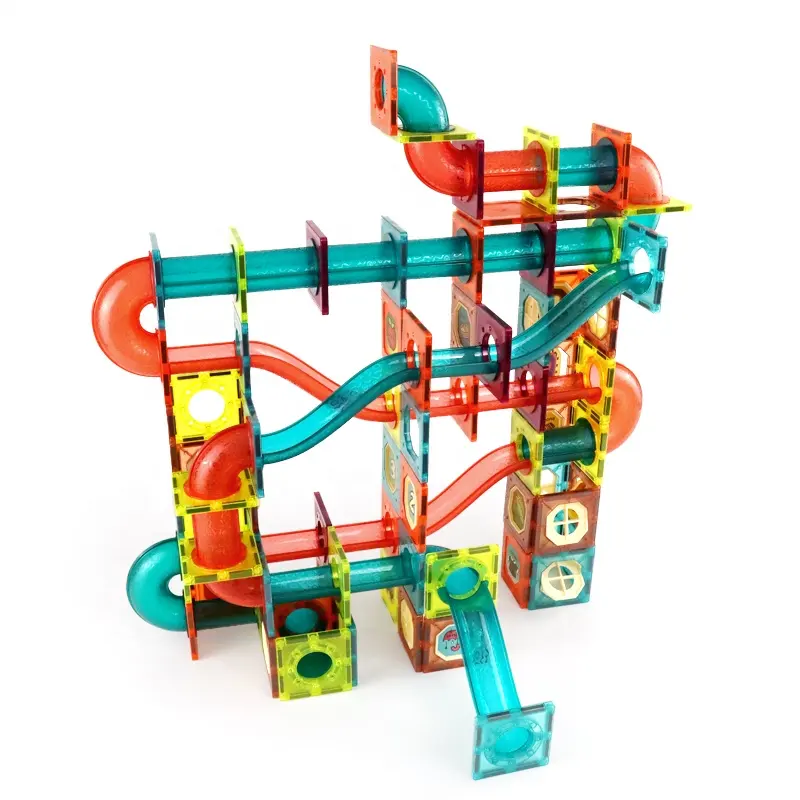 Kit costruzione 3D castello blocchi di costruzione Set di piastrelle magnetiche marmo corsa pista pista divertente Pipeline giocattoli per bambini più piccoli