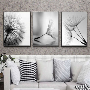 Haute définition rétro pissenlit Mural <span class=keywords><strong>noir</strong></span> blanc toile suspendus peintures moderne noyau mur Art pour <span class=keywords><strong>Couple</strong></span> chambre hôtel décoratif - Product Image 5