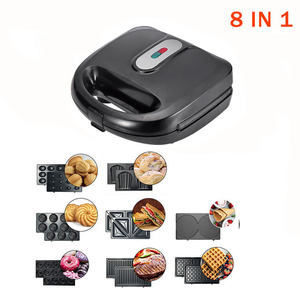 เครื่องทำอาหารเช้าอเนกประสงค์ 8 in 1 เครื่องปิ้งย่างไฟฟ้าสำหรับแซนวิช วาฟเฟิล โดนัท ฮอทดอก คุกกี้ แพนินี่ สีดำ - Product Image 4