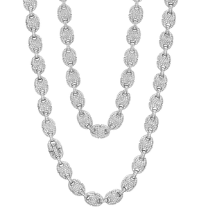 Unisex 18K White Gold Plated Hip Hop Necklace <b>Iced</b> <b>Outed</b> Moissanite Link <b>Chain</b> Round Shape Diamond Engagement Necklace - Product Image 2