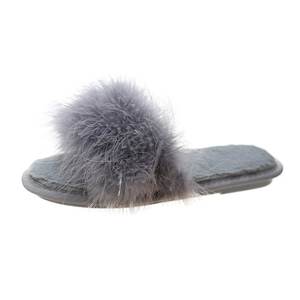 <span class=keywords><strong>Plumas</strong></span> planas estilo coreano sandalias deslizantes con punta abierta para mujer peludas de moda para zapatillas - Product Image 5